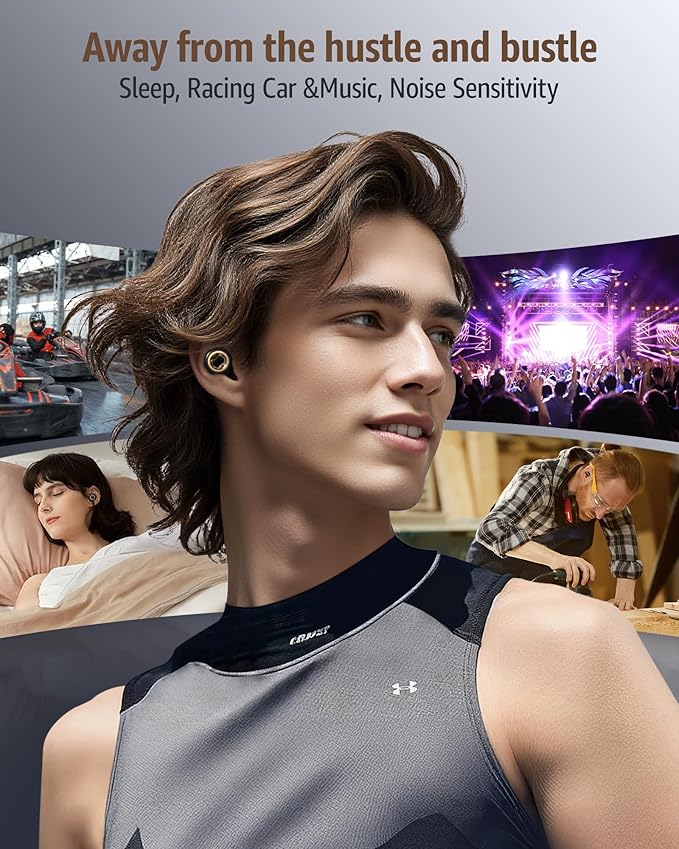 Ear Plugs for Sleeping 45DB Noise Cancelling: Ultra-Comfy Reusable Noise-Reducing Earplugs for Concerts & Travel & Snoring-Silicone Hearing Protection Earbuds with 8 Eartips - Black