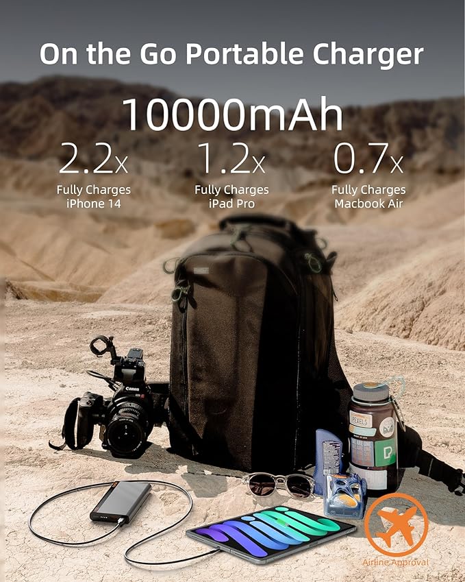 imuto Slim Portable Charger, 10000mAh Travel-Ready Power Bank, 30W USB-C in & out High-Speed Charging Battery Pack, External Phone Charger Compatible with iPhone 16 15 14 13 12 Samsung Google iPad etc