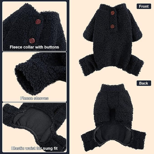 Dog Sweaters for Small Dogs Winter Dog Pajamas Sized Dogs Boy Girl Fleece Pet Clothes Puppy Outfit 4 Legs Jumpsuits for Chihuahua Yorkie Cat Apparel, Blue, S