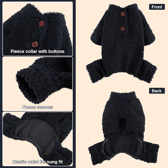 Dog Sweaters for Small Dogs Winter Dog Pajamas Sized Dogs Boy Girl Fleece Pet Clothes Puppy Outfit 4 Legs Jumpsuits for Chihuahua Yorkie Cat Apparel (Blue, X-Small)