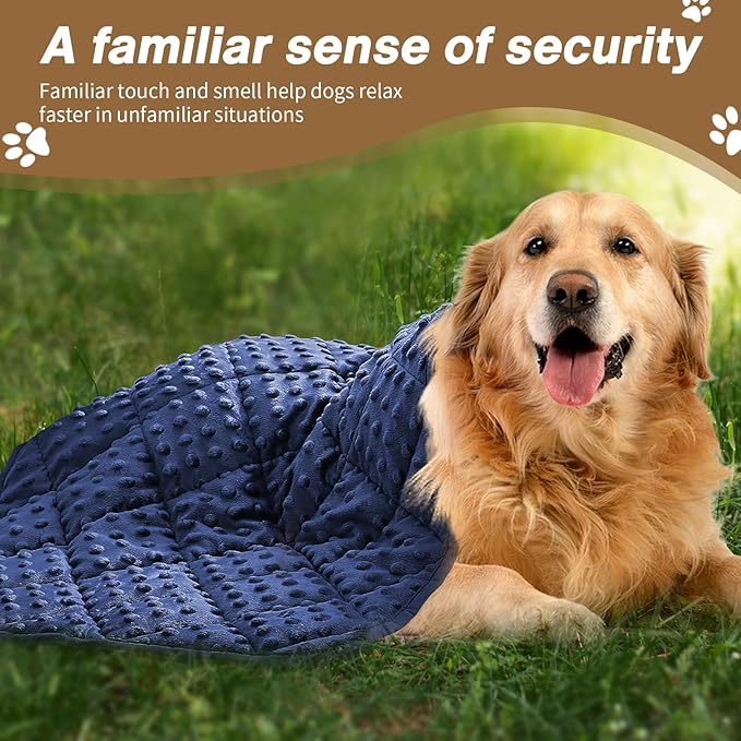 yescool Weighted Blanket for Dogs, 5 lb Thunder Blankets Shirt for Dogs, 36 x 48 inch Medium Puppy Blanket for 45-65lb, Weighted Pet Blankets for Thunderstorms, Fireworks and Construction Noise, Navy