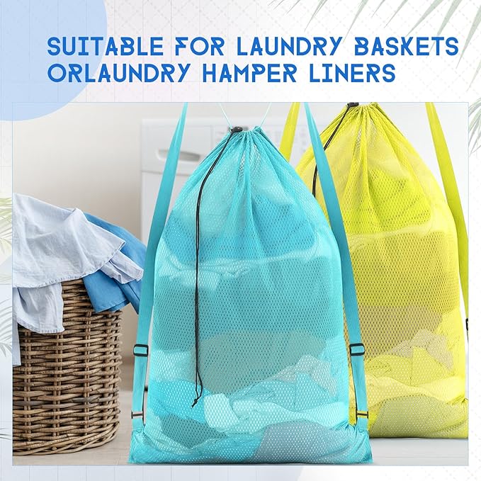 4 Pcs Large Mesh Laundry Bag with Adjustable Drawstring Closure 24 x 36 Inches Travel Laundry Bags for Dirty Clothes Machine Travel Washable College Dorm Sports(Colorful)