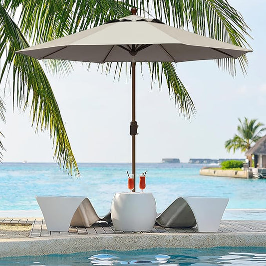 EliteShade USA 10-Year-Non-Fading 9Ft Market Umbrella Patio Umbrella Outdoor Table Umbrella with Ventilation, Antique Beige