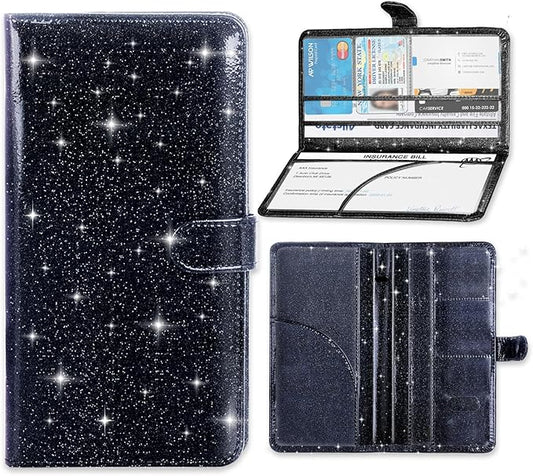 Car Registration and Insurance Card Holder, Document Holder for Cards, Driver Vehicle License Document Glove Box Compartment Organizer, Car Essentials For Women