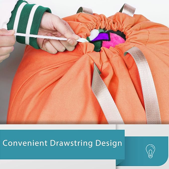 LOLOMLO Extra Large Canvas Laundry Bags with Handles & Drawstring Closure, Heavy Duty Tears Resistant Clothes Storage Travel Bags,25.5"x34",Orange