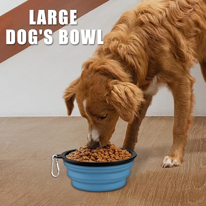Collapsible Dog Bowls-2 Pack Large Size for Large/Medium Dogs, Pet Travel Water Bowl, Dogs Cat Portable Water Bowl, Dog Pet Feeding Watering Dish Outdoor Hiking Parking Traveling with 2 Carabiners