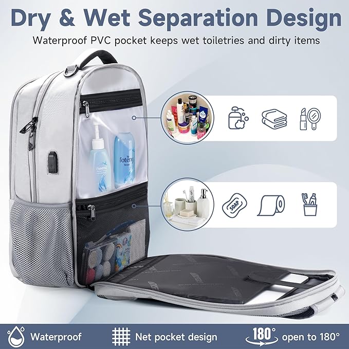 Multipocket TSA Travel Laptop Backpack for Men & Women, Anti-Theft Work Business Backpack with USB Charging Port, Airline Approved Personal Item Bag,Water-Resistant Computer Bag Fits 16 Inch Notebook