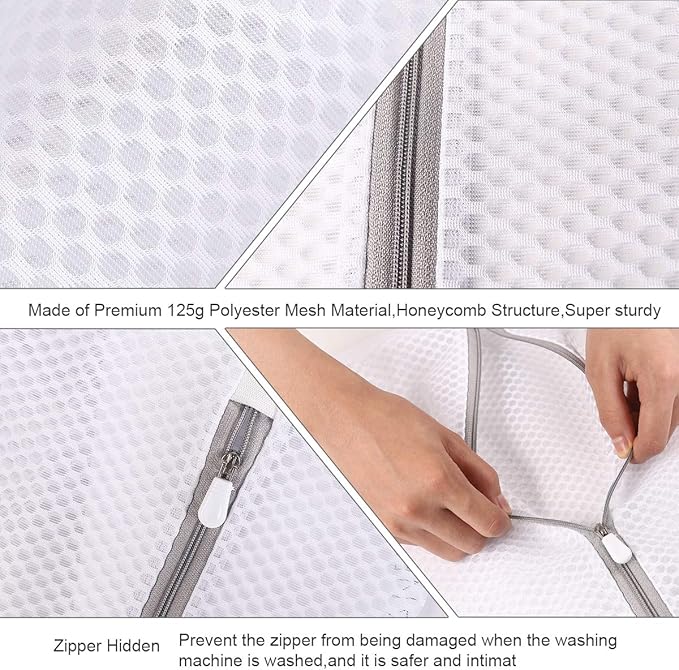 Mesh Laundry Bag - 3 Pack Durable and Reusable Wash Bag Travel Organization Bag for Garment, Bath Towels, Bed Sheet (11Inch x 16Inch) by YMHB