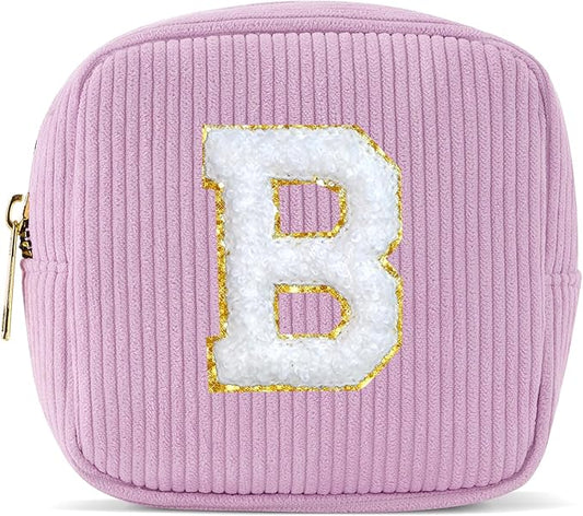Pocmimut Personalized Makeup Bag,Teen Girl Gifts Trendy Stuff for 6 7 8 9 10 11 12 Year Old Girls,Initial Cosmetic Bag Gifts Graduation Teacher Gifts,B