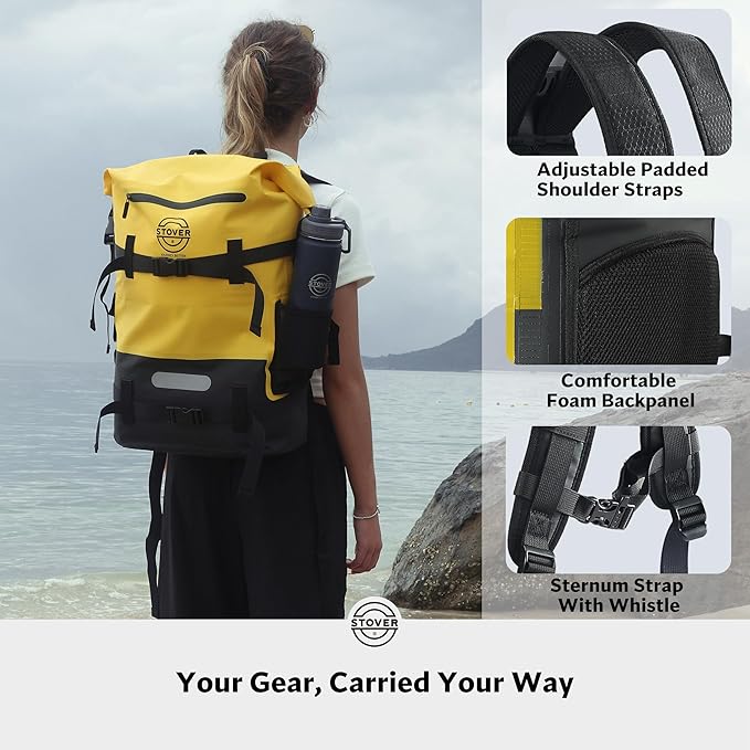 STOVER 5/10/25/30/40/55L Waterproof Dry Bag- Roll-Top Backpack w/Phone Case- Kayaking, Hiking, Camping, Boating- Men/Women