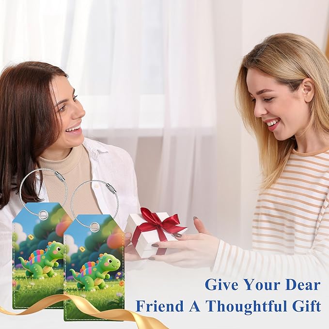 Luggage Tags for Suitcases, Luggage Tag, Personalized Bag Tags for Backpacks Handbag School Instrument with Name ID Label Travel Essentials, Cute Unique Fun Baggage Tags 2 Pack, Stegosaurus