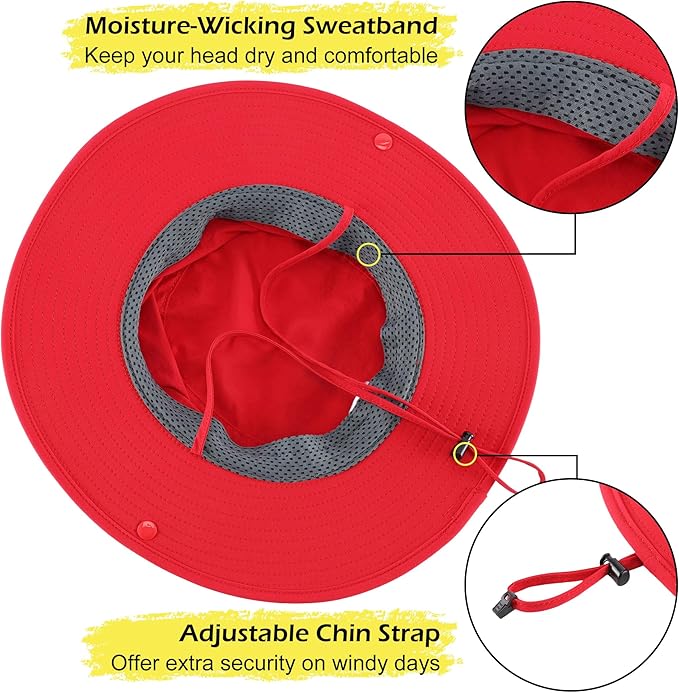 Connectyle Men's Sun Hat UPF 50+ Wide Brim Bucket Hats for Fishing Hiking Gardening Adjustable Boonie Hat Outdoor Safari Hats