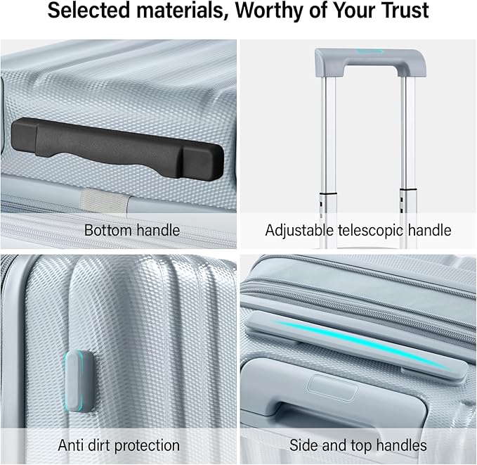 Hanke Expandable Hardshell Luggage Sets 3 Piece Extra Large Suitcases with Lock,28 Inch Luggage with Spinner Wheels, PC Travel Suitcase for Women Men 20 24 29Inch,Grey