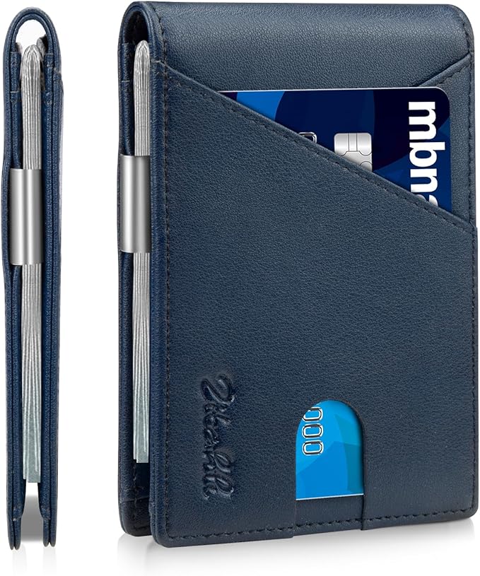 Zitahli Wallet for Men - with Money Clip Slim Leather Slots Credit Card Holder RFID Blocking Bifold Minimalist Wallets with Gift Box