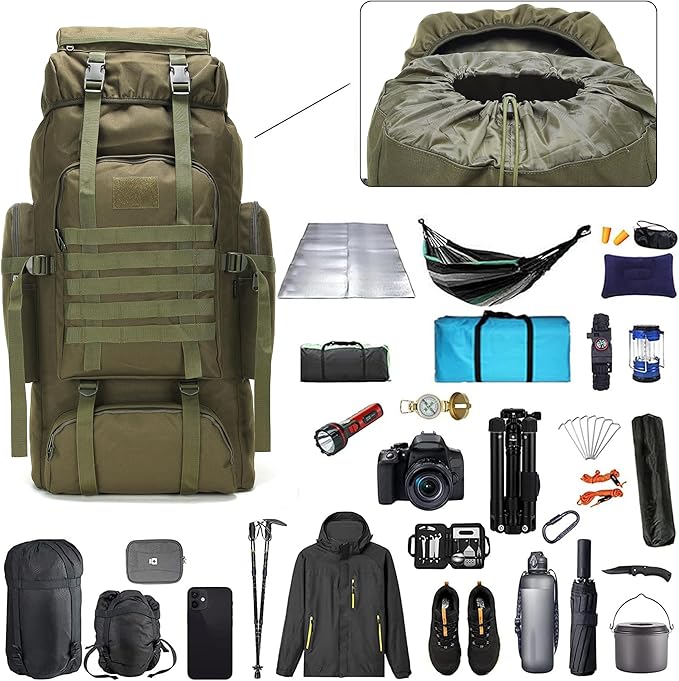 Hiking Backpack for Men 70L/100L Camping Backpack Military Rucksack Molle 3 Days Assault Pack for Climbing