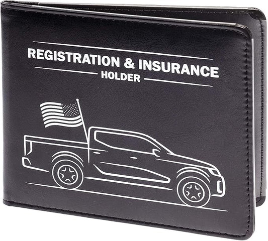 CANOPUS Car Registration & Insurance Holder with Magnetic Closure, Vehicle Document Organizer, Auto Glove Box Wallet, Includes 2 EZ Pass Strip Sets – Truck