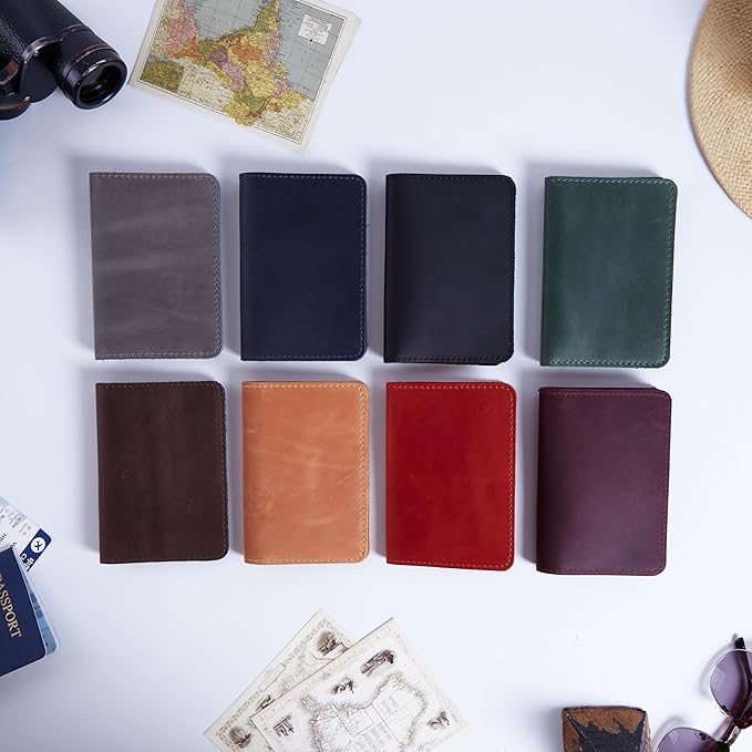 INCARNE US Passport Cover Clear - Travel Passport Wallet - Leather Passport Holder for Men Women Family with Card Slots & Note Compartmen - Sleeve Protector - Genuine Leather - Vintage Cognac