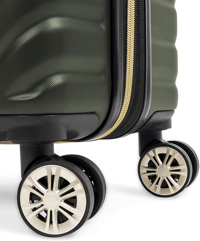 Kenneth Cole REACTION Madison Square Lightweight Hardside Chevron Expandable Spinner Luggage, Olive, 20-Inch Checked