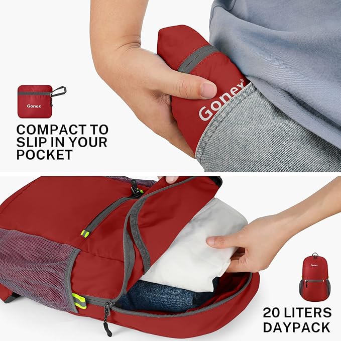Gonex Ultra Lightweight Packable Backpack 20L Daypack Handy Foldable Camping Outdoor Travel Cycling Backpacking