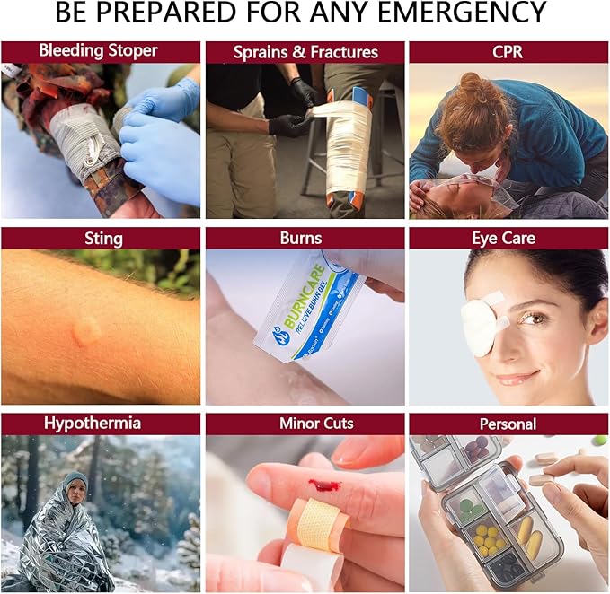 First Aid Trauma Kit,Comprehensive First Aid Kit with Labelled Compartments, Molle System Emergency Kits for Cars, Home, Office, Backpacking, Camping, Traveling, and Cycling-265 Piece