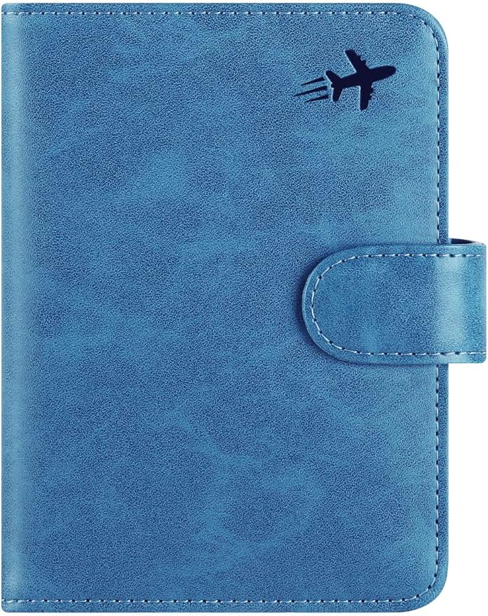 Passport Holder Cover Wallet RFID Blocking Leather Card Case Travel Accessories for Women Men (#Blue)