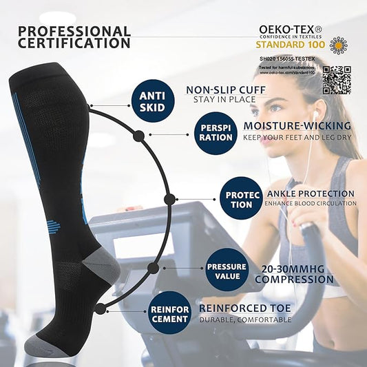 fenglaoda Compression Socks for Women Men 3 Pairs Graduated Compression Support Circulation Socks for Nurses
