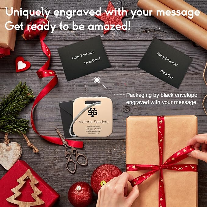 Personalized Luggage Tags for Suitcases - Stainless Steel Custom Luggage Tags for Backpacks & Bags, Sturdy, Waterproof & Heavy Duty (Rose Gold/Square)