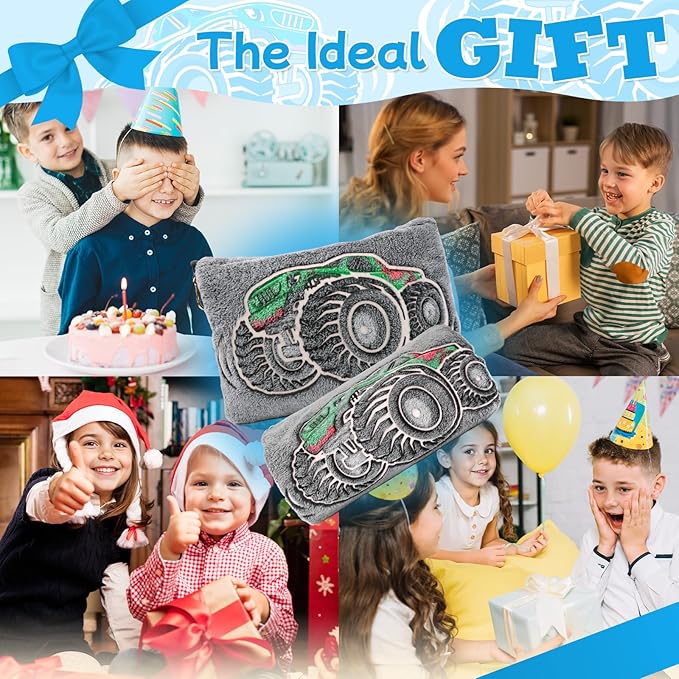 HWING Truck Travel Blanket Pillow - Glow in The Dark Kids Travel Blanket Airplane Compact with Bag - Boys Trucks Toys Gifts, Airplane Blanket for Long Flights, Outdoor, Car, Camping 40"*60"