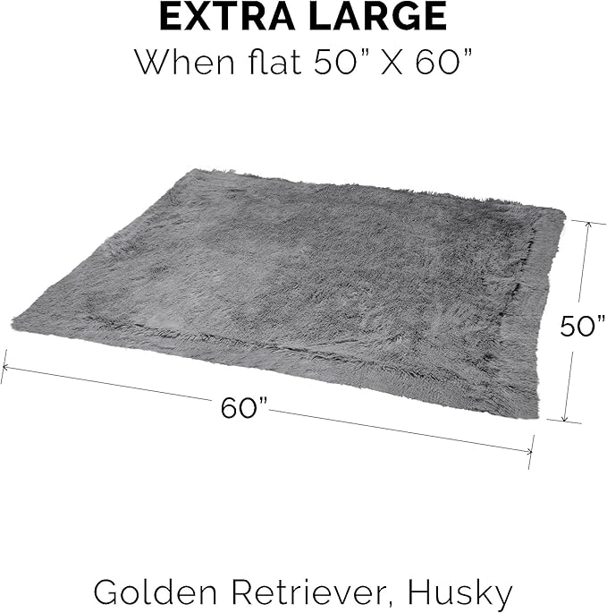 FurHaven Waterproof Throw Blanket For Dogs & Indoor Cats, Reversible Protective Pet Blanket, Extra Large, Long Faux Fur & Velvet, Gray