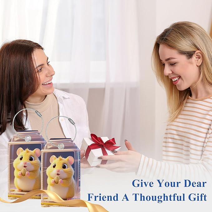 Luggage Tags for Suitcases, Cute Personalized Luggage Tag, Bag Tags for Backpacks Handbag School Instrument with Name ID Label Travel Essentials, Unique Fun Baggage Tags 2 Pack, Hamster