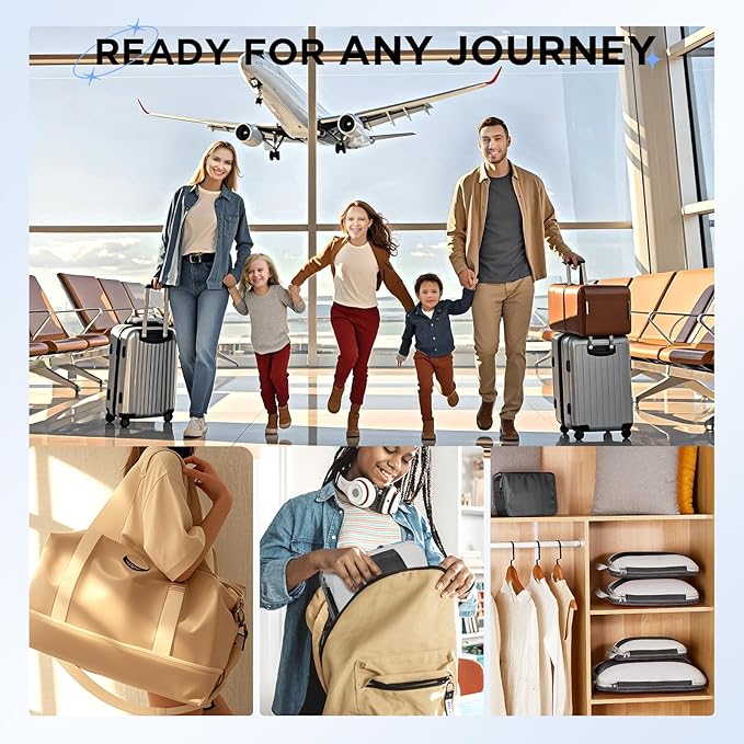 8 Set Compression Packing Cubes for Travel Essentials,Compressible Expandable Packing Cubes for Suitcase,OlarHike Luggage Organizer Bags for Travel,Handy Helper for Organizing Clothes(Black)