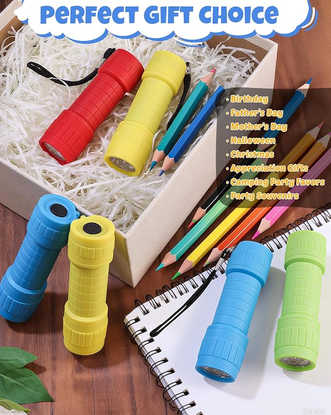 EverBrite 16-Pack Mini LED Flashlight Set - Assorted 4 Colors, 48 AAA Batteries Included, for Hurricane Supplies Party Favors, Kids Gift, Camping, Hiking etc