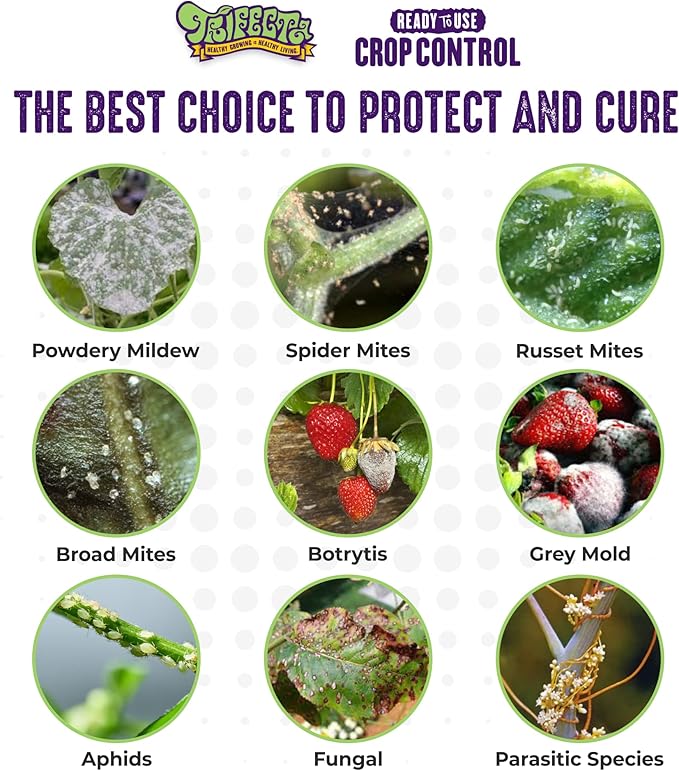 Trifecta Crop Control Ready to Use Maximum Strength Natural Pesticide, Fungicide, Miticide, Insecticide, Help Defeat Spider Mites, Powdery Mildew, Botrytis and Mold on Plants 32 OZ Size