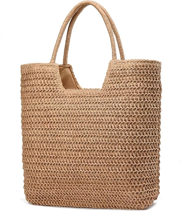 Straw Beach Bags for Women Woven Beach Tote Bag Casual Boho Large Shoulder Handbags Purse for Vacation Holiday