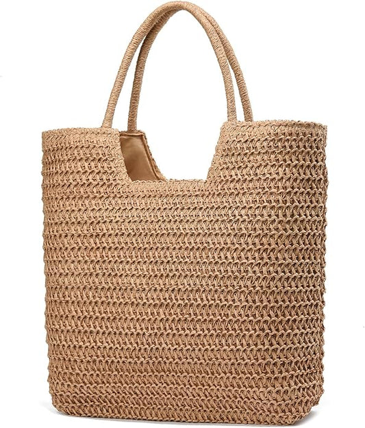 Straw Beach Bags for Women Woven Beach Tote Bag Casual Boho Large Shoulder Handbags Purse for Vacation Holiday
