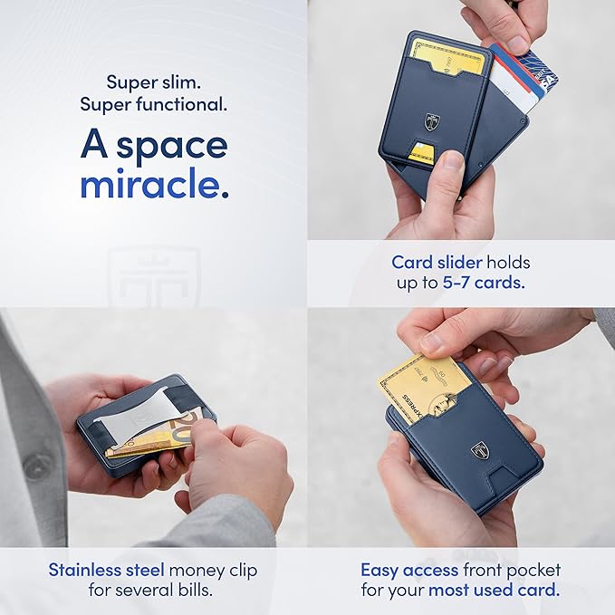 TRAVANDO Swype Slim Wallet for Men Metal RFID Blocking Mens Wallet Card Case (Without AirTag* Pocket)