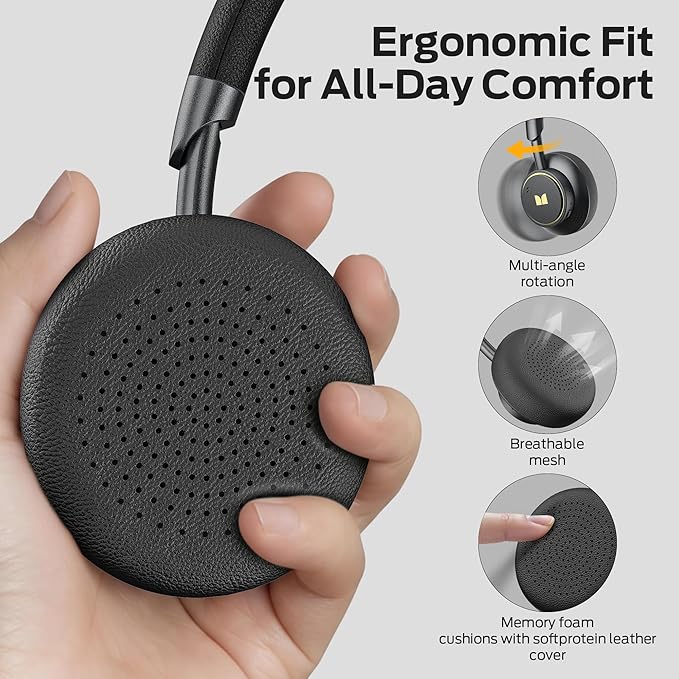 Monster N-Tune mini 02 Noise Cancelling Headphone, Over Ear Headphones Wireless Foldable Design, 50H Playtime Wireless Headphones, Bluetooth 6.0, Adjustable and Comfortable for Travel, Black