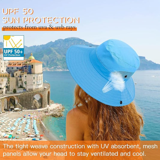 Sun Hats for Women Beach Hat Ponytail Hat Womens Sun Hat with UV Protection Wide Brim