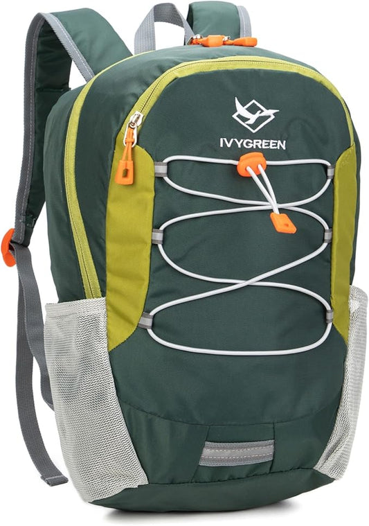 IVYGREEN Little Kids Hiking Backpack for Boys or Girls, Small Daypack for Camping or Travel (Green, Medium)