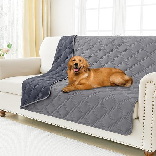 Smiry Waterproof Dog Bed Cover Blanket 68x82, Soft Reversible Pet Blanket, Washable Leakproof Cats Dogs Couch Cover for Sofa, Couch, Furniture, Lattice, Grey/Dark Grey