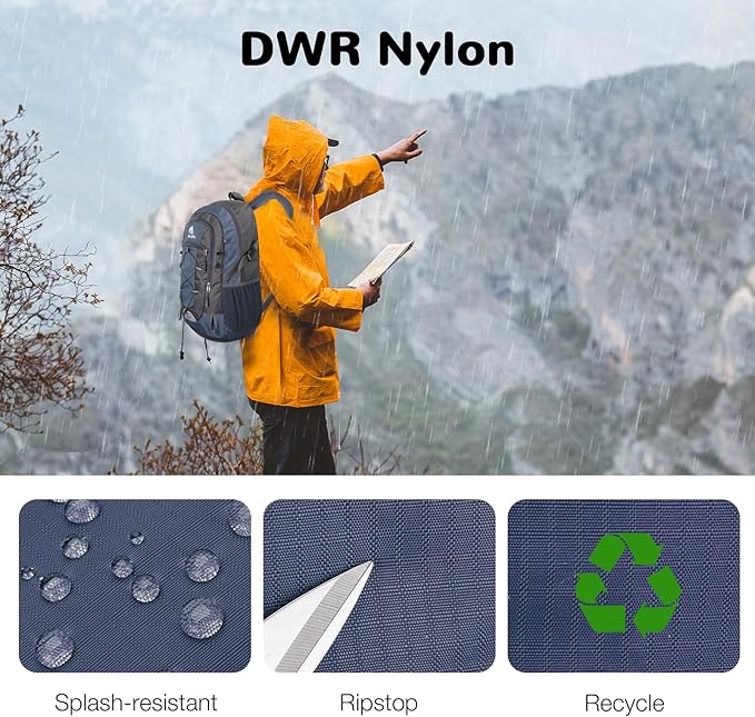 25L Small Hiking Backpack Daypack with Chest Strap for Men Women, Waterproof Travel Backpack, Blue