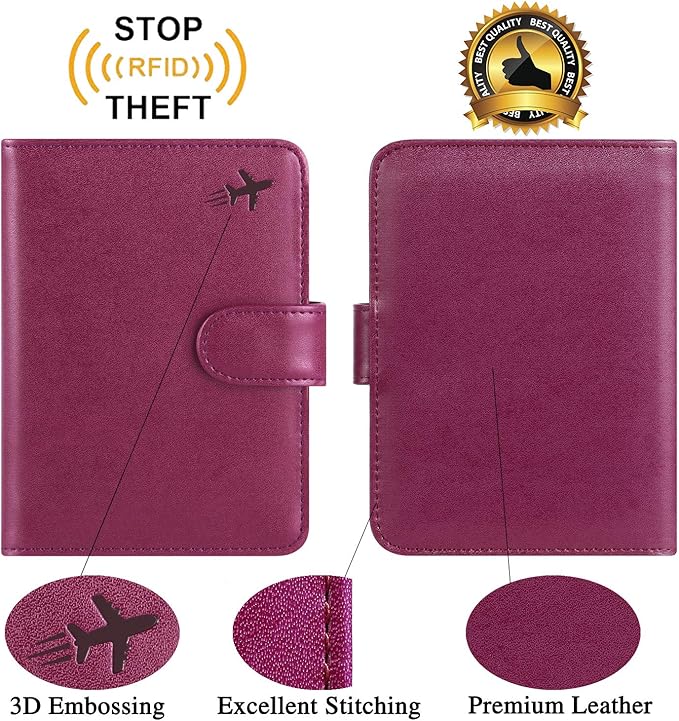 Passport Holder Cover Wallet RFID Blocking Leather Card Case Travel Accessories for Women Men (Z #Purple)