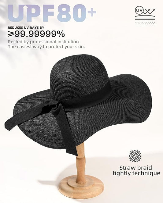 FURTALK Womens Sun Straw Hat Wide Brim UPF 80 Summer Hat Foldable Packable Floppy Beach Hats for Women
