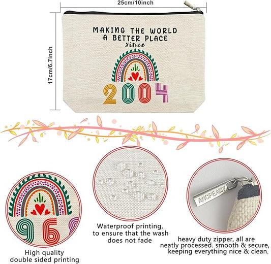 21th Birthday Gifts for Girls Makeup Bags, 2004 Happy 21th Birthday Decorations for Teen Girls, 21 Year Old Girl Birthday Gifts for Daughter, Sister, Granddaughter, Cosmetic Travel Pouch, Christmas