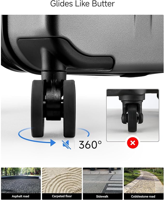 Carry On Luggage Top Opening, FLT Expandable Polycarbonate Hard Shell Suitcase with Wheels (FLO-Lite, Charcoal Metallic, 20 Inch, 38L-43L)