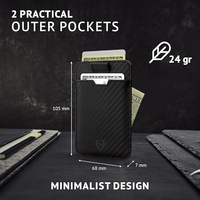 Vaultskin CHELSEA Mens RFID Blocking Slim Leather Card Wallet - Minimalist Front Pocket Cardholder