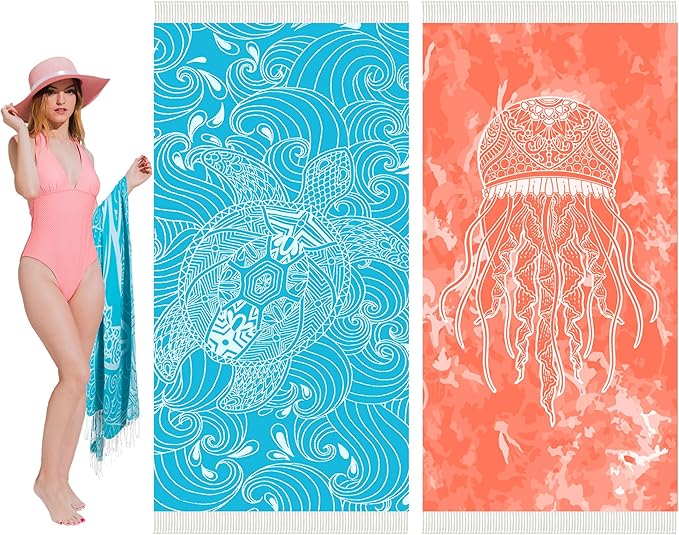 Thin Turkish Beach Towel Lightweight Soft Cotton Extra Large XL Oversized Sand Free Sandproof Absorbent Quick Dry Towels Cloud Bath Pool Travel Compact Essentials Accessories for Adult Gifts