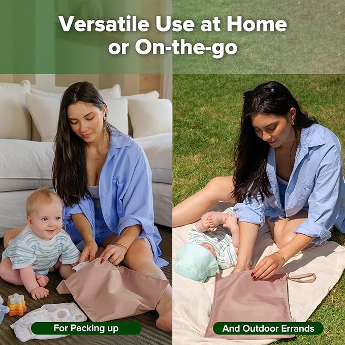 haakaa Waterproof Wet Bags for Baby Wet Dry Bags for Cloth Diaper, Swimsuit & Travel, 2pcs, Blush