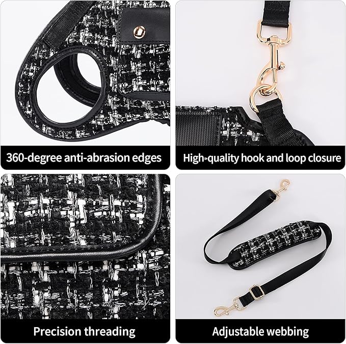 Wakytu Dog Lift Harness Dog Carrier Dog VES Harness Adjustable Dog Leash with Small Puppy Treat Bag（Black,M）