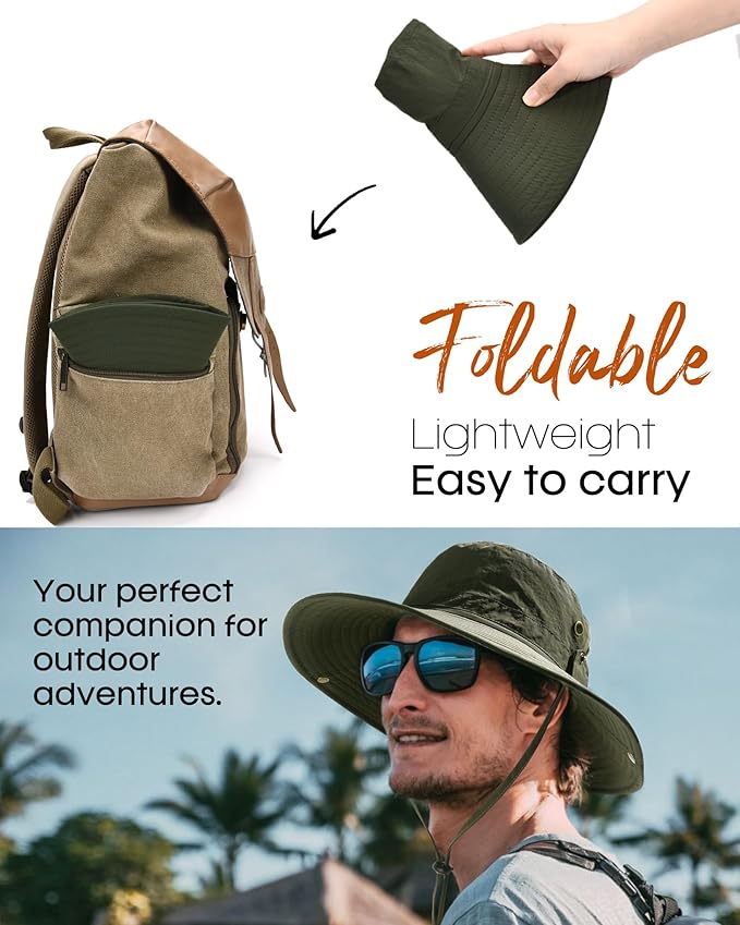 FURTALK Sun Hats for Men Fishing Hat UPF 80+ Foldable Wide Brim Outdoor Hiking Beach Summer Hats